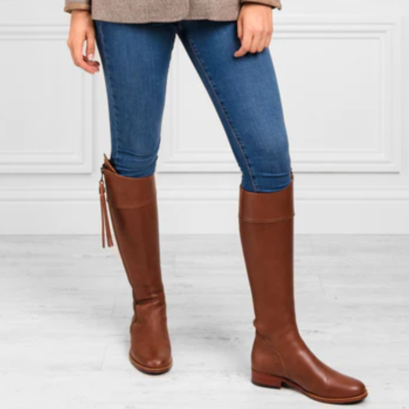 Fairfax and Favor Flat Regina Leather Boot - Tan-4